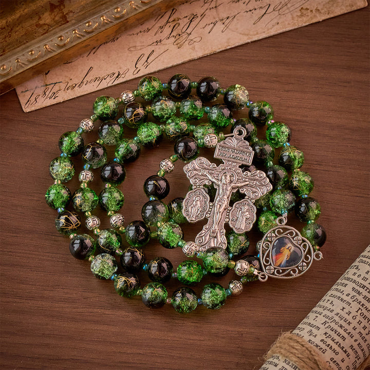 SolaceBeads Emerald Green &amp; Black Glass Rosary – Handcrafted Prayer Beads for Faith &amp; Protection - image 10