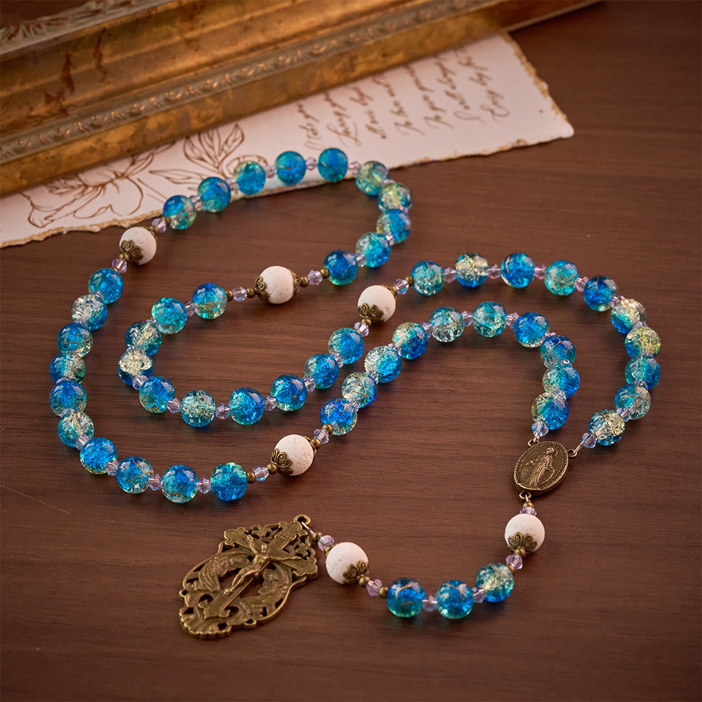 SolaceBeads Sapphire Blue Glass Rosary – Spiritual Protection Prayer Beads for Faith - image 7