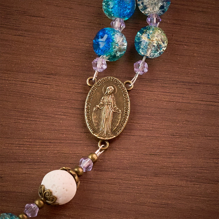 SolaceBeads Sapphire Blue Glass Rosary – Spiritual Protection Prayer Beads for Faith - image 4