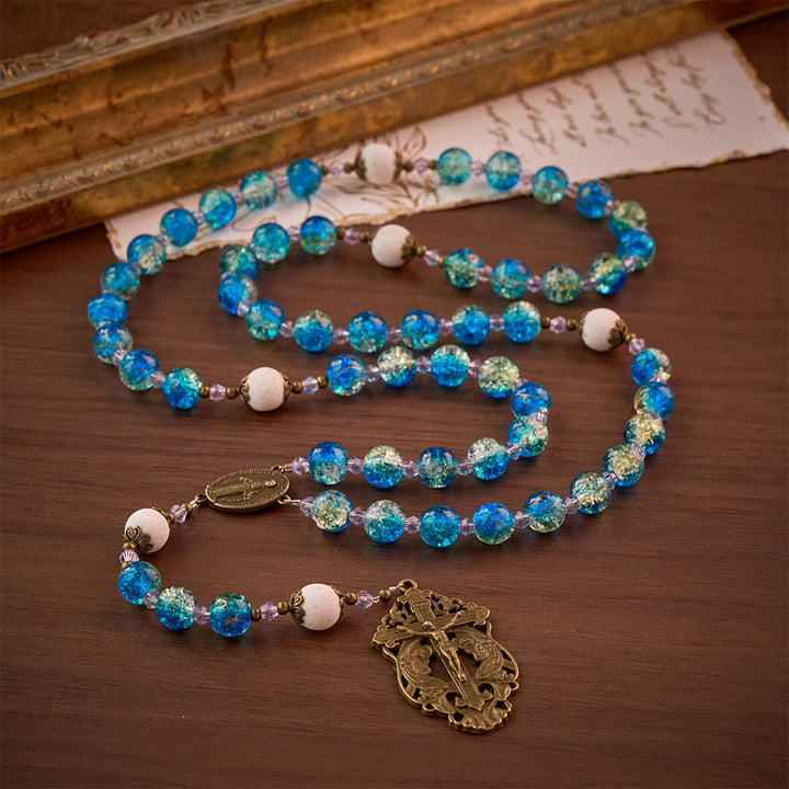 SolaceBeads Sapphire Blue Glass Rosary – Spiritual Protection Prayer Beads for Faith - image 6