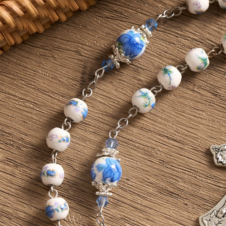 SolaceBeads Blue Floral Ceramic Rosary: Where Petals Bloom with Grace - image 6