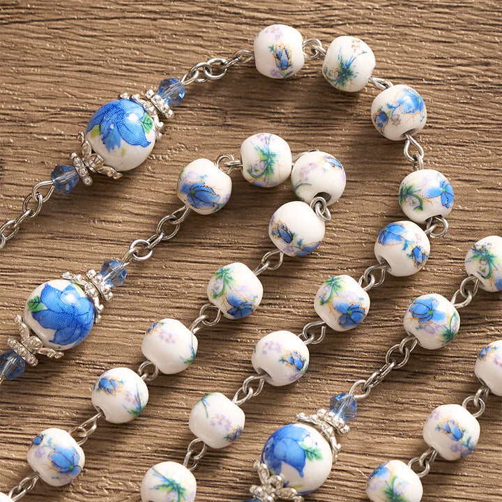 SolaceBeads Blue Floral Ceramic Rosary: Where Petals Bloom with Grace - image 5