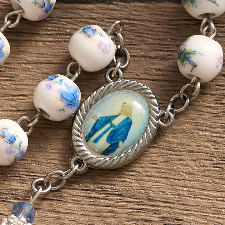 SolaceBeads Blue Floral Ceramic Rosary: Where Petals Bloom with Grace - image 9