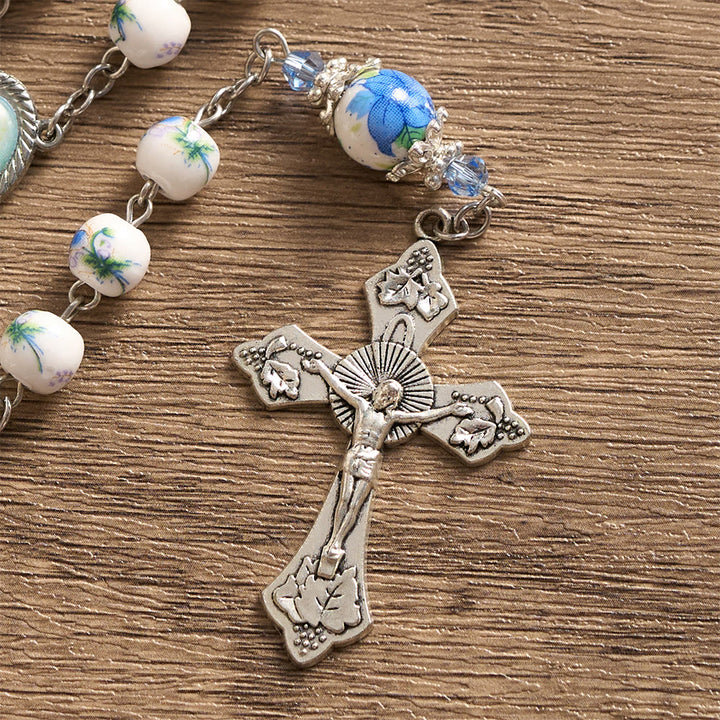 SolaceBeads Blue Floral Ceramic Rosary: Where Petals Bloom with Grace - image 7