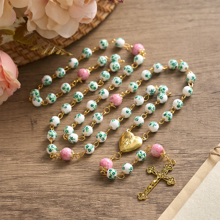SolaceBeads Green &amp; Pink Floral Rosary – Handcrafted Beads for Divine Grace - image 11