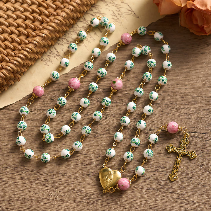 SolaceBeads Green &amp; Pink Floral Rosary – Handcrafted Beads for Divine Grace - image 10