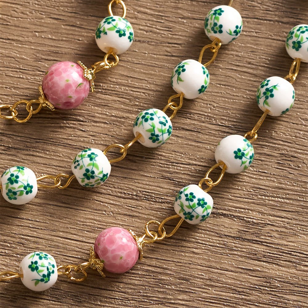 SolaceBeads Green &amp; Pink Floral Rosary – Handcrafted Beads for Divine Grace - image 5