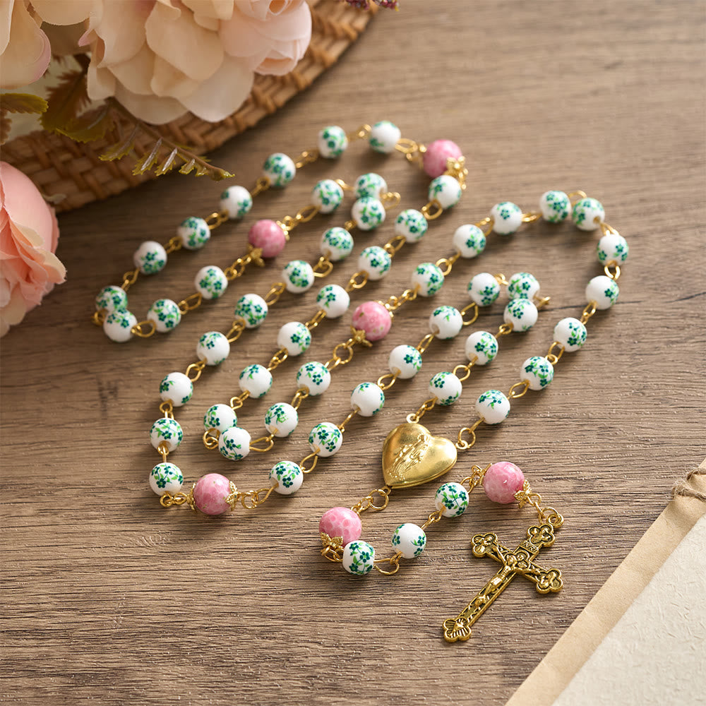 SolaceBeads Green &amp; Pink Floral Rosary – Handcrafted Beads for Divine Grace - image 11