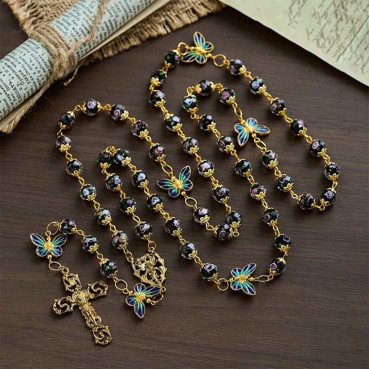 SolaceBeads Black Lampwork Floral Beads Rosary--The Radiant Grace Rosary: Hand-Blown Solace - image 11