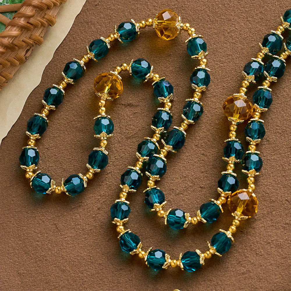 SolaceBeads Peacock Blue &amp; Champagne Crystal Rosary: A Prismatic Glow of Sacred Light - image 4