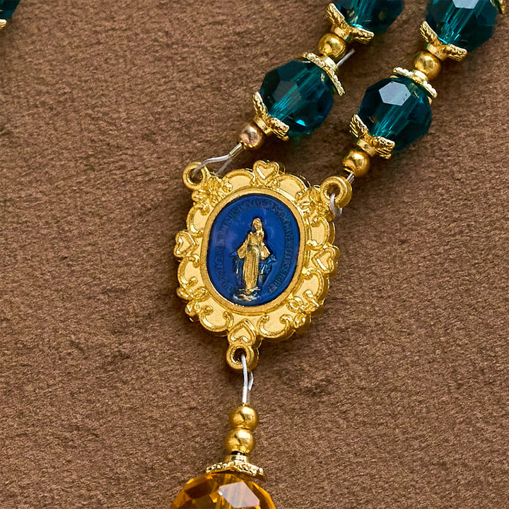 SolaceBeads Peacock Blue &amp; Champagne Crystal Rosary: A Prismatic Glow of Sacred Light - image 7