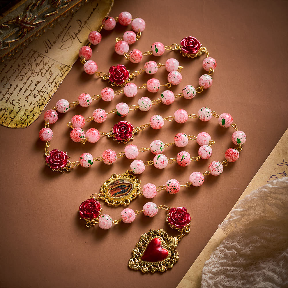 SolaceBeads Watercolor Beads Artistic Rosary – Handcrafted Beads for Light & Spiritual Comfort - Sacred Heart - image 0
