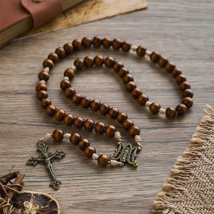 SolaceBeads Brown Pine Wood Beads Handmade Rosary: Anchored in Peace and Devotion - image 9