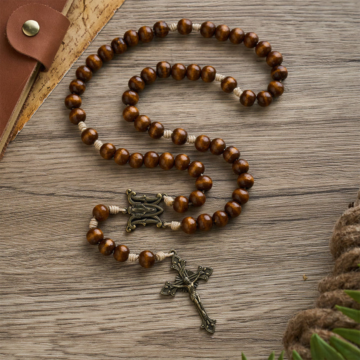 SolaceBeads Brown Pine Wood Beads Handmade Rosary: Anchored in Peace and Devotion - image 7