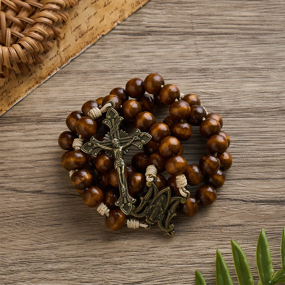 SolaceBeads Brown Pine Wood Beads Handmade Rosary: Anchored in Peace and Devotion - image 3