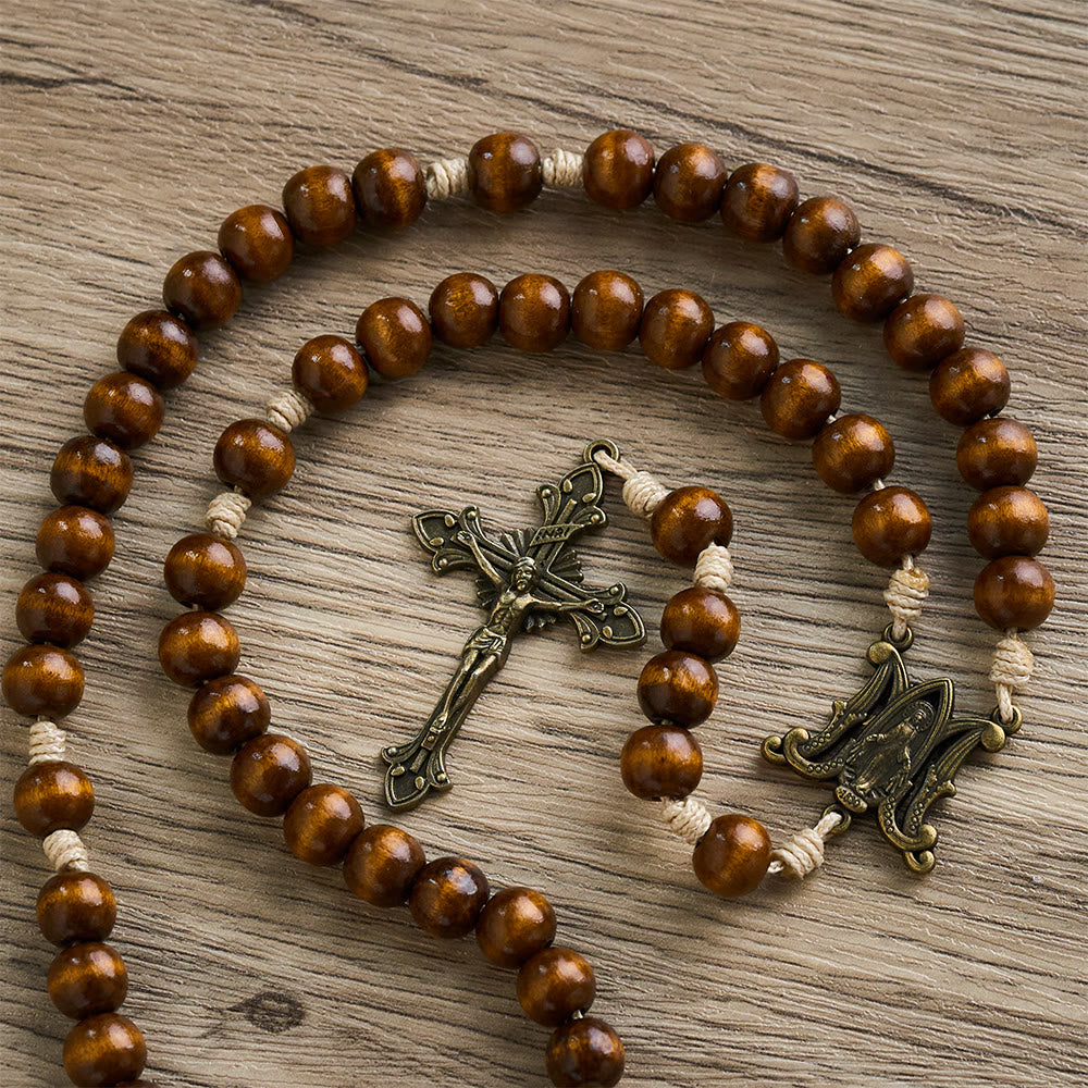 SolaceBeads Brown Pine Wood Beads Handmade Rosary: Anchored in Peace and Devotion - image 2