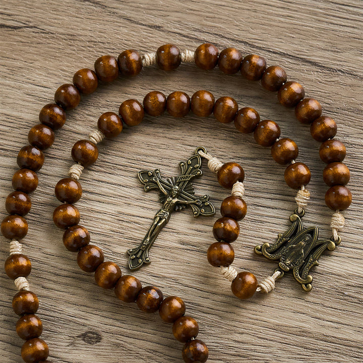 SolaceBeads Brown Pine Wood Beads Handmade Rosary: Anchored in Peace and Devotion - image 2
