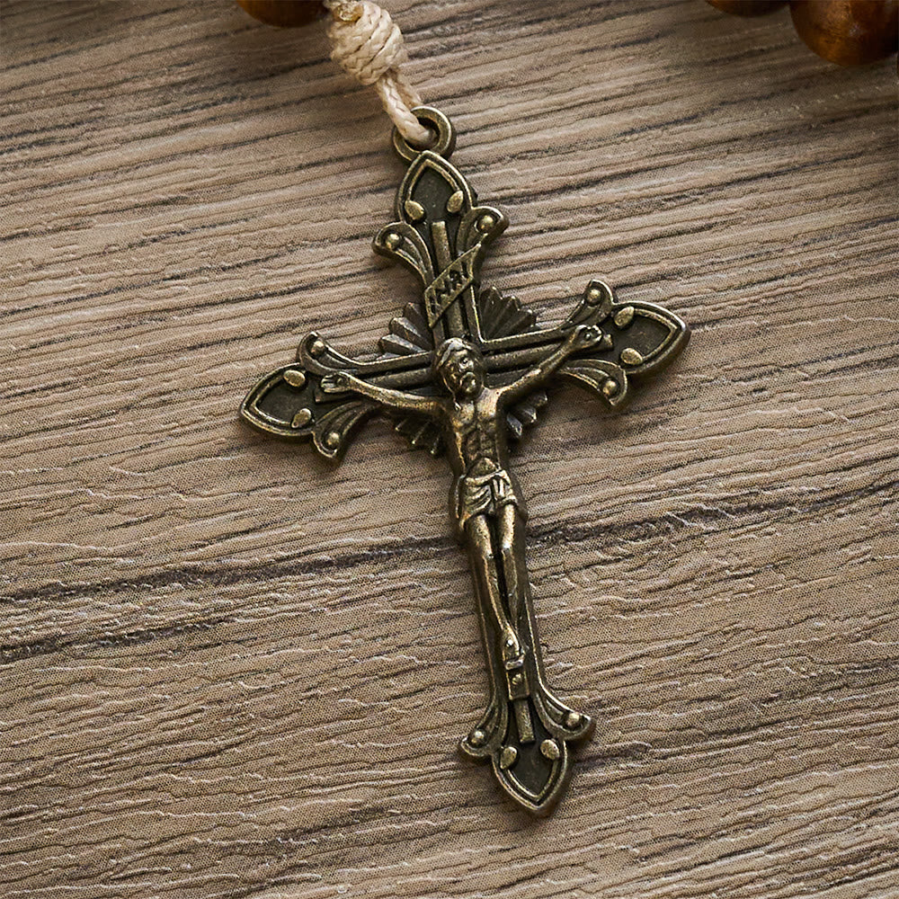 SolaceBeads Brown Pine Wood Beads Handmade Rosary: Anchored in Peace and Devotion - image 6