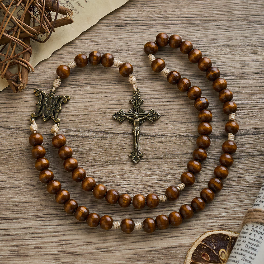 SolaceBeads Brown Pine Wood Beads Handmade Rosary: Anchored in Peace and Devotion - image 8