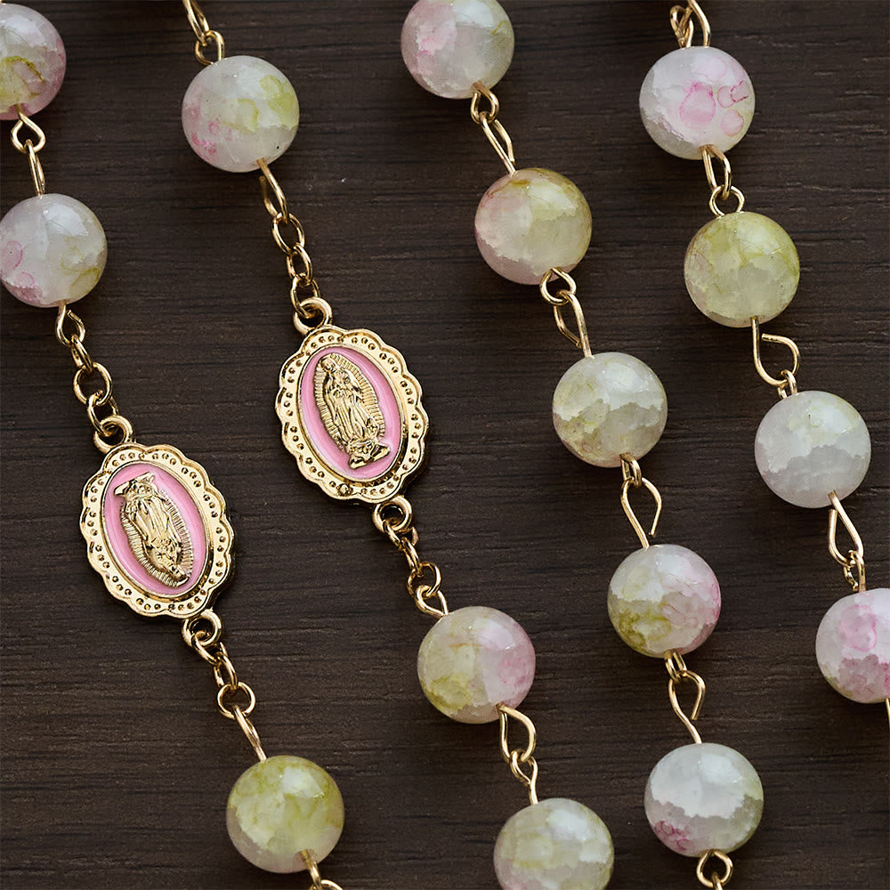 SolaceBeads Handmade Pink-Green Glass of the Spring Vitality Rosary: Anchored in Peace - image 5