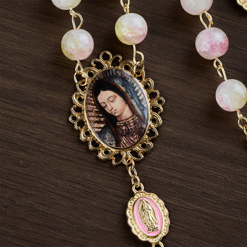 SolaceBeads Handmade Pink-Green Glass of the Spring Vitality Rosary: Anchored in Peace - image 6