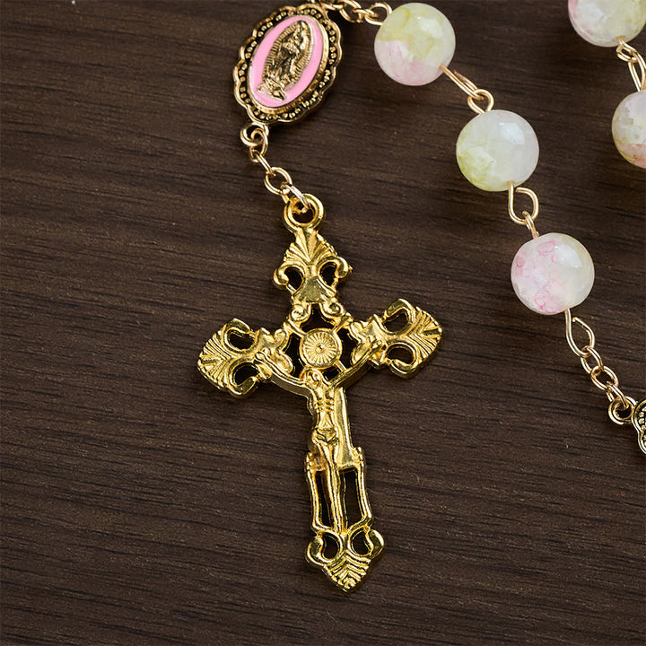 SolaceBeads Handmade Pink-Green Glass of the Spring Vitality Rosary: Anchored in Peace - image 7