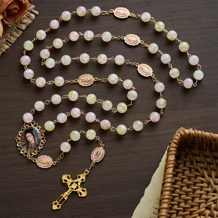 SolaceBeads Handmade Pink-Green Glass of the Spring Vitality Rosary: Anchored in Peace - image 4