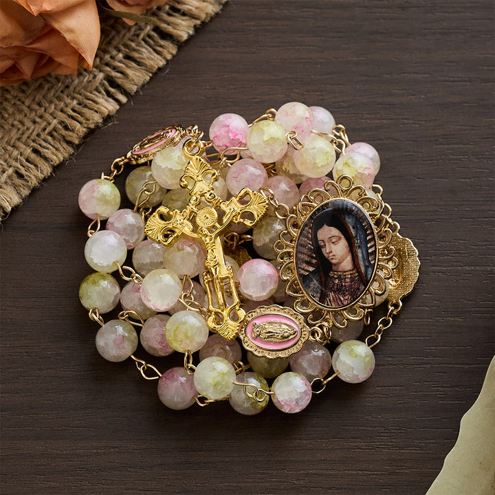 SolaceBeads Handmade Pink-Green Glass of the Spring Vitality Rosary: Anchored in Peace - image 3