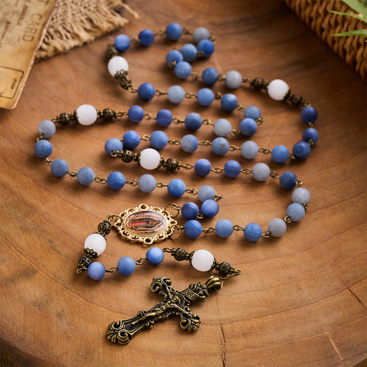 Solacebeads Frosted Blue Aventurine Handmade Peaceful Sea Rosary: Woven With Quietness - image 4