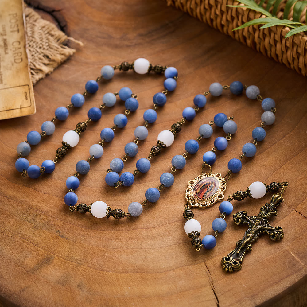 Solacebeads Frosted Blue Aventurine Handmade Peaceful Sea Rosary: Woven With Quietness - image 2