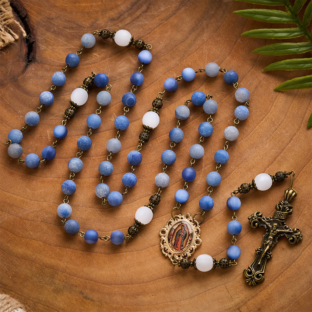 Solacebeads Frosted Blue Aventurine Handmade Peaceful Sea Rosary: Woven With Quietness - image 8