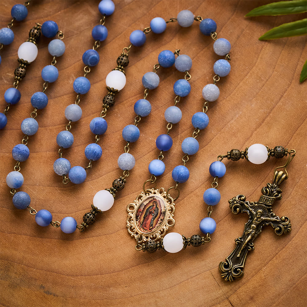 Solacebeads Frosted Blue Aventurine Handmade Peaceful Sea Rosary: Woven With Quietness - image 5