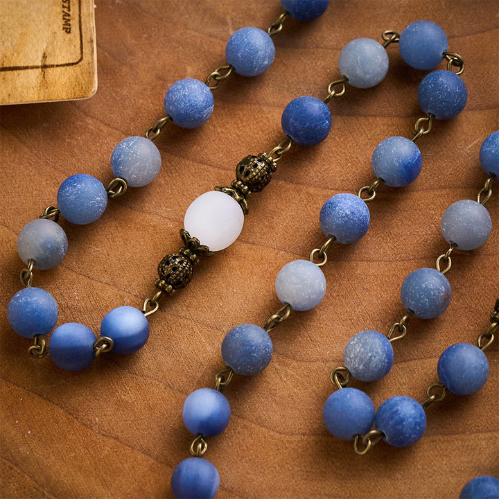 Solacebeads Frosted Blue Aventurine Handmade Peaceful Sea Rosary: Woven With Quietness - image 6