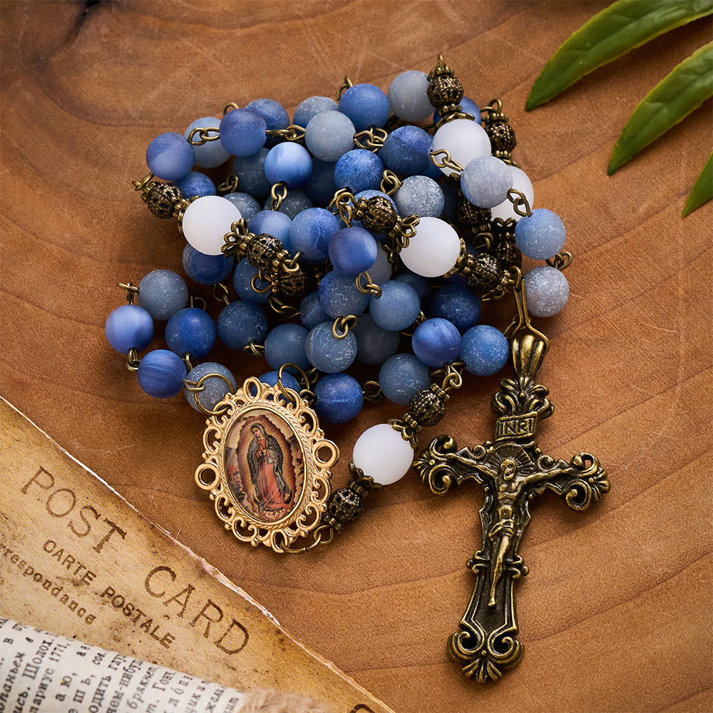 Solacebeads Frosted Blue Aventurine Handmade Peaceful Sea Rosary: Woven With Quietness - image 3