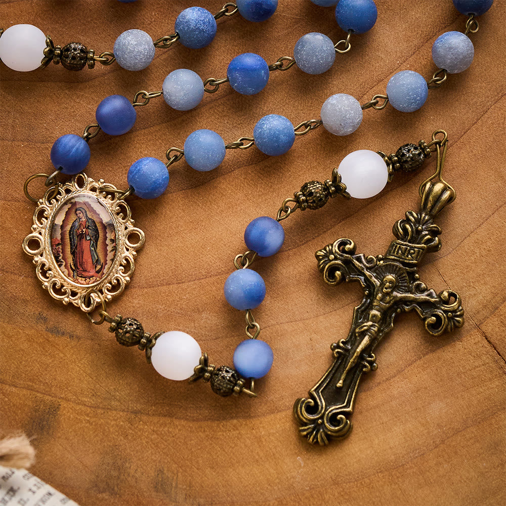 Solacebeads Frosted Blue Aventurine Handmade Peaceful Sea Rosary: Woven With Quietness - image 7