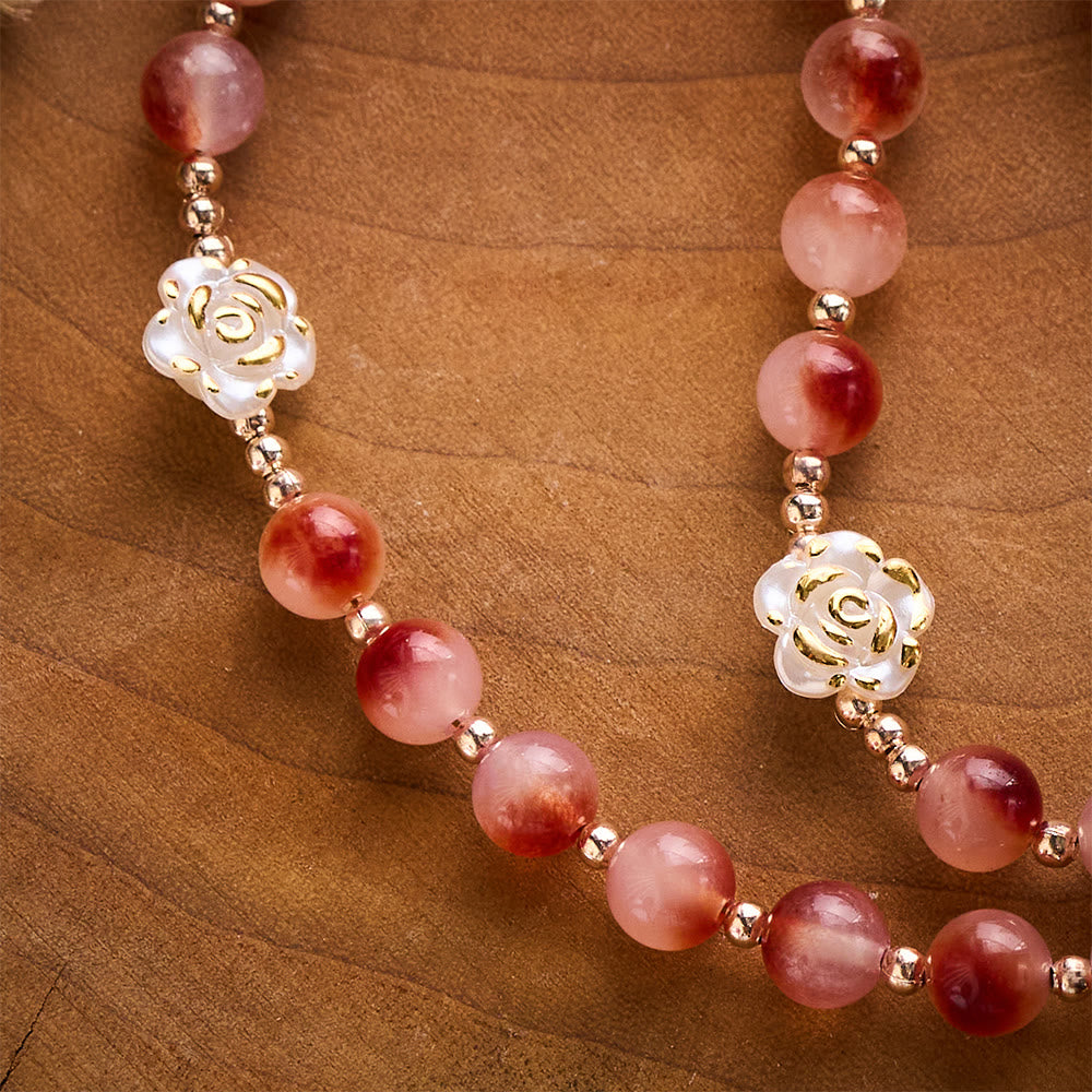 SolaceBeads Pink Stone Rosary Crafted with  Resin Camellia Accents &amp; St. Therest: Timeless Elegance - image 5