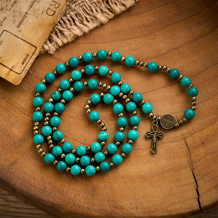 SolaceBeads Turquoise Wrap Bracelet with St. Benedict Medal &amp; Crucifix: Wearable Devotion - image 7