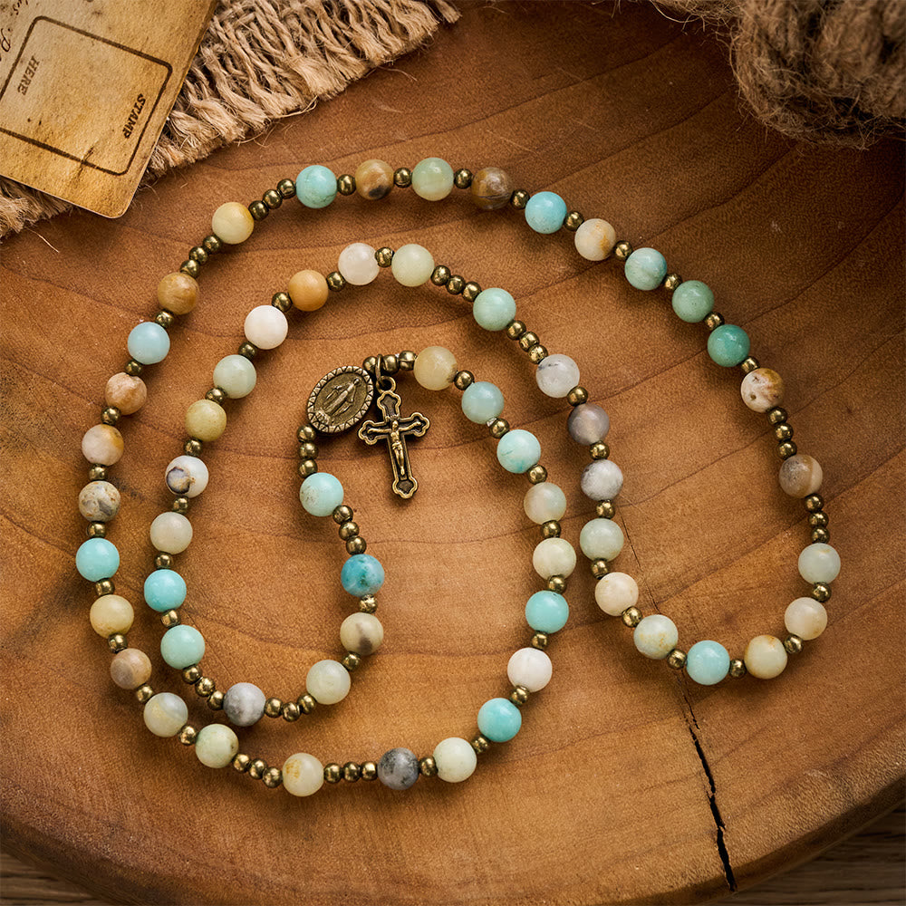 SolaceBeads Vintage Amazonite Rosary Bracelet with Bronze Accents: Portable Peace - image 2