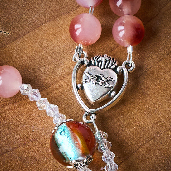 SolaceBeads Divine Mercy Chaplet: A Guardian of Peace - With Opal, Carnelian &amp; Lampwork Beads - image 2