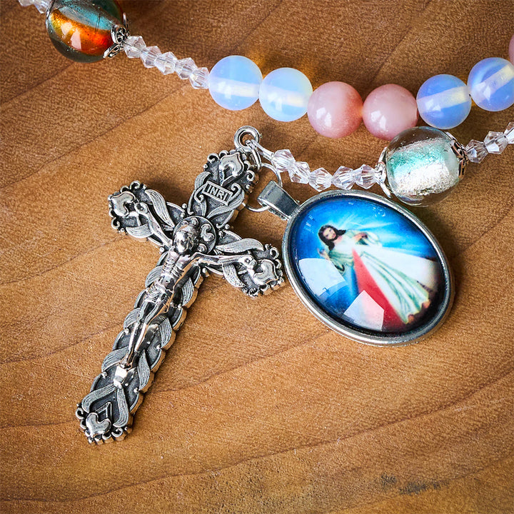 SolaceBeads Divine Mercy Chaplet: A Guardian of Peace - With Opal, Carnelian &amp; Lampwork Beads - image 3
