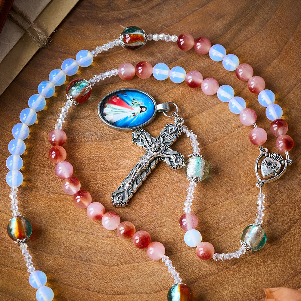 SolaceBeads Divine Mercy Chaplet: A Guardian of Peace - With Opal, Carnelian & Lampwork Beads - image 7