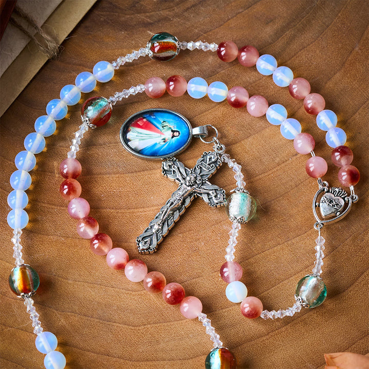 SolaceBeads Divine Mercy Chaplet: A Guardian of Peace - With Opal, Carnelian &amp; Lampwork Beads - image 7