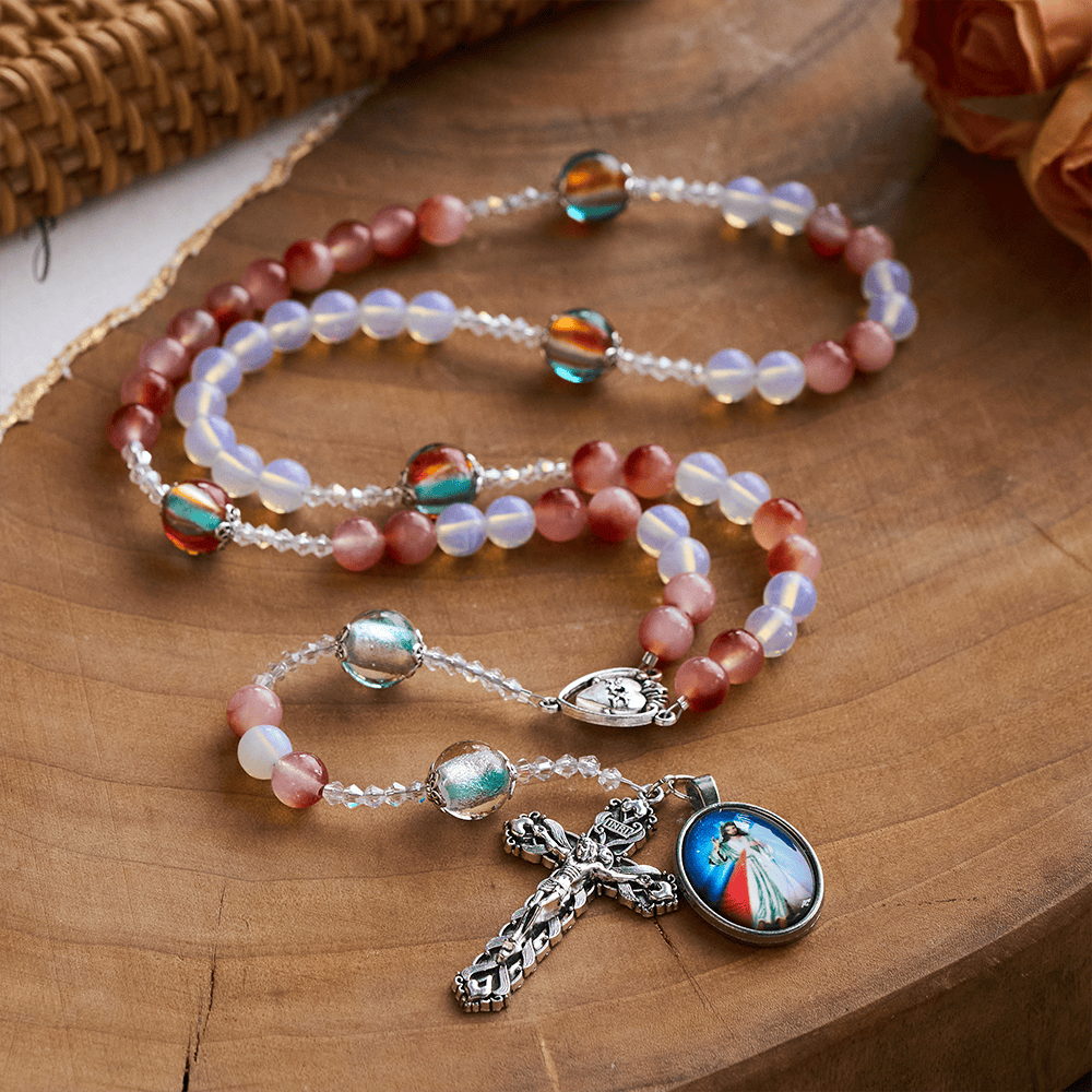 SolaceBeads Divine Mercy Chaplet: A Guardian of Peace - With Opal, Carnelian &amp; Lampwork Beads - image 10