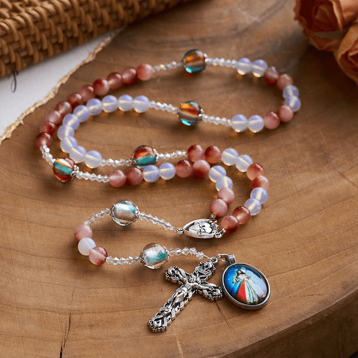 SolaceBeads Divine Mercy Chaplet: A Guardian of Peace - With Opal, Carnelian &amp; Lampwork Beads - image 10