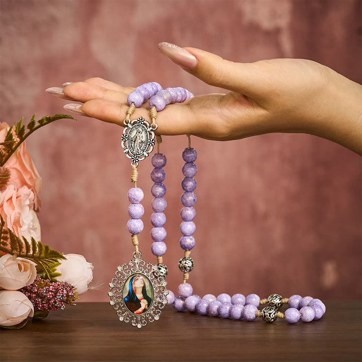 Solacebeads Seven Sorrows Handmade With Lavender Beadschaplet: Compassion In Purple - image 1