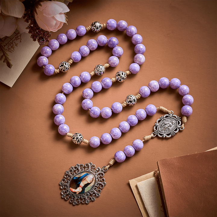 Solacebeads Seven Sorrows Handmade With Lavender Beadschaplet: Compassion In Purple - image 6