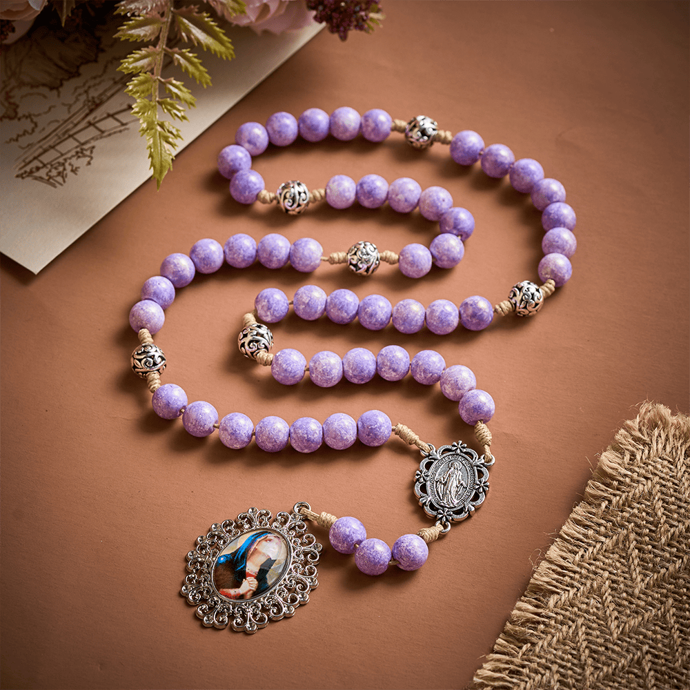 Solacebeads Seven Sorrows Handmade With Lavender Beadschaplet: Compassion In Purple - image 9
