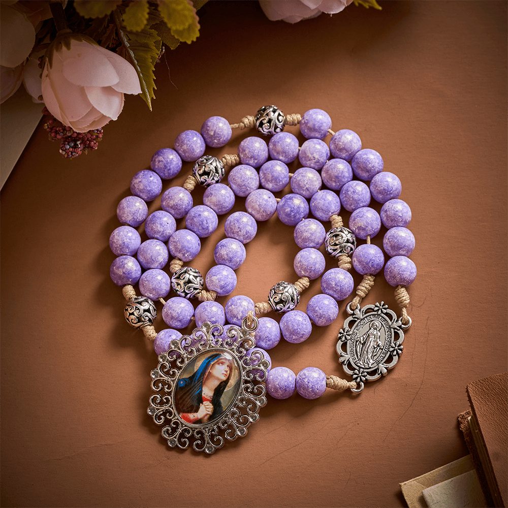 Solacebeads Seven Sorrows Handmade With Lavender Beadschaplet: Compassion In Purple - image 8