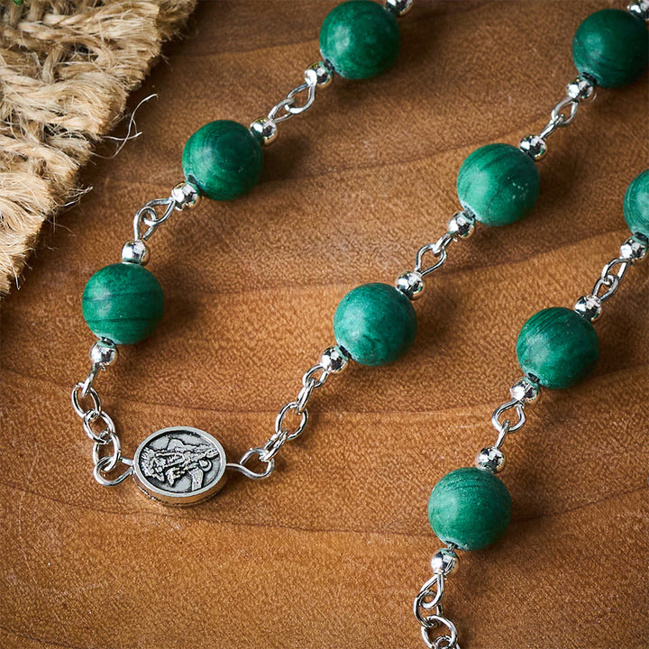 Solacebeads St. Michael Chaplet With Malachite &amp; Archangel Medals: Shield Of Protection - image 2