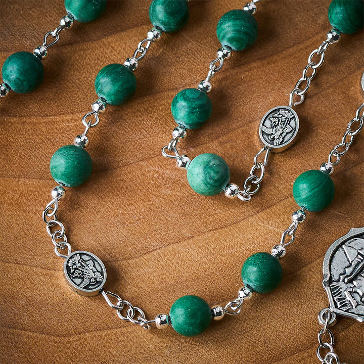 Solacebeads St. Michael Chaplet With Malachite &amp; Archangel Medals: Shield Of Protection - image 4